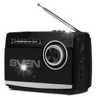 SVEN SRP-535 BLACK radio FM AM SW przenośne latarka LED na baterie
