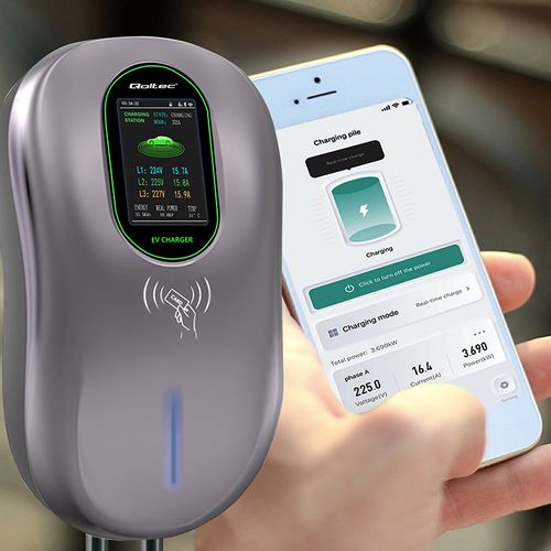 Stacja ładowania EV 2w1 Typ2 22kW Wi-fi LCD RFID 3 fazy Wallbox 5m na Arena.pl