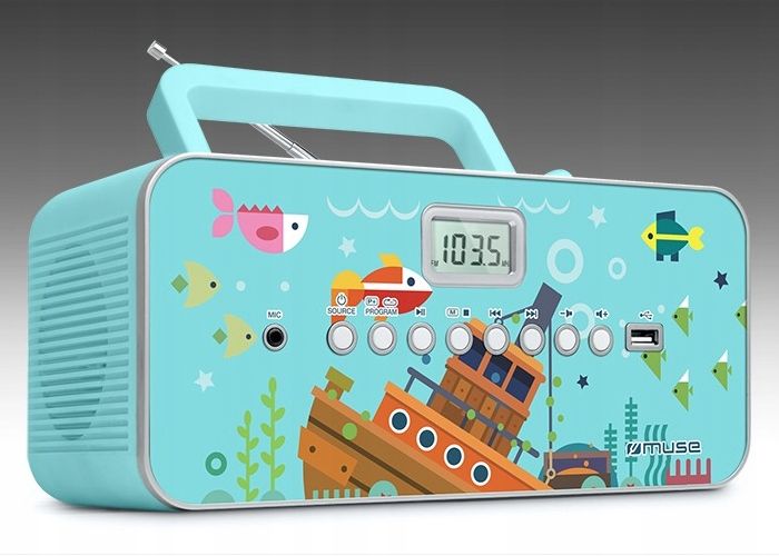 RADIOODTWARZACZ + MIKROFON DLA DZIECI CHŁOPCA RADIO USB CD MUSE M-29 KB zdjęcie 5