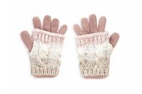 Rękawiczki SAWA włóczkowe 2w1 brudny róż L 19cm