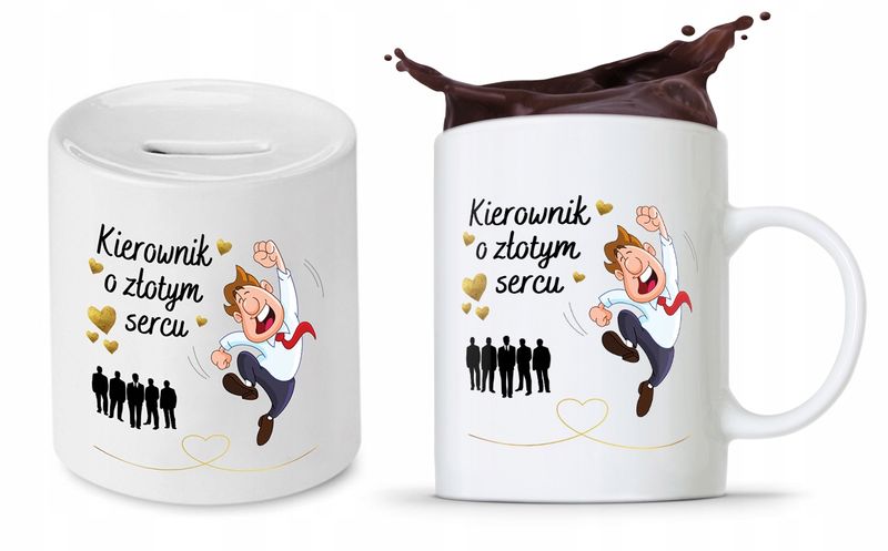 Dla Kierownika Zestaw Kubek + Skarbonka Prezent Z Nadrukiem Ze Zdjęciem zdjęcie 1