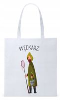 Dla Wędkarza Rybaka Torba Eco Biała Shopper Z Nadrukiem Ze Zdjęciem