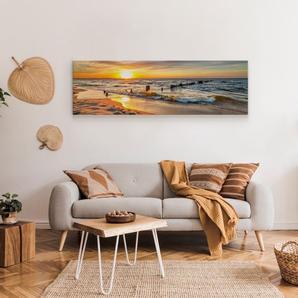 Obraz Panoramiczny MORZE Bałtyckie Plaża Zachód Słońca 145cm x 45cm zdjęcie 6