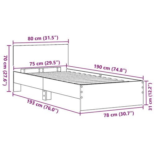 Ramka łóżka dąb artisan 75 x 190 cm Materiał drewnopochodny na Arena.pl
