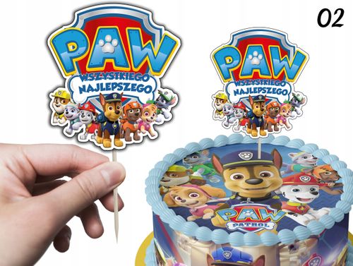 TOPPERY NA TORT (10szt) + duży TOPPER Wszystkiego Najlepszego - PSI PATROL na Arena.pl