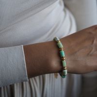 Bransoletka - Chryzopraz, Cytryn, Granat i srebro złocone