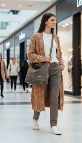 Modne torebki z zamszu naturalnego taupe duże a4 markowe LOCCATI skórzane na Arena.pl