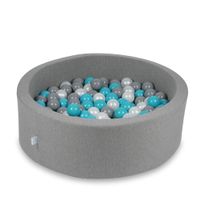 Suchy basen 90x30cm szary z piłeczkami 200szt (turkusowe, szare, perłowe)