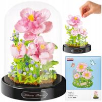 KWIAT HIBISKUS RÓŻOWY W KLOSZU 543EL KLOCKI KONSTRUKCYJNE DEKORACJA PREZENT