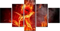 80CM 150CM OBRAZ 5 ELEM OGNISTA RÓŻA ŚCIENNY