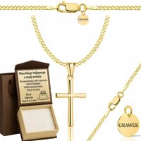 ZŁOTY PEŁNY ŁAŃCUSZEK DAMSKI PANCERKA Z KRZYŻYKIEM PR 925 585 GRAWER GRATIS