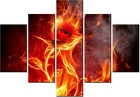 70 100CM OBRAZ 5 ELEM OGNISTA RÓŻA DRUK PŁÓTNO