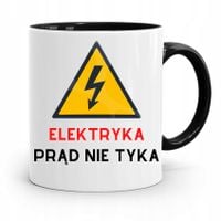 Kubek Czarny Prezent Elektryka Prąd Nie Tyka Z Nadrukiem Ze Zdjęciem