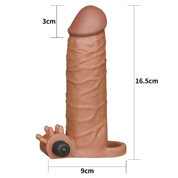 Add 2"" Pleasure X Tender Vibrating Penis Sleeve Brown zdjęcie 2