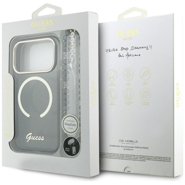 etui guess iml glitters script strap     magsafe do iphone 17 pro czarny zdjęcie 8