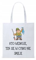 Dla Wędkarza Rybaka Torba Eco Biała Shopper Z Nadrukiem Ze Zdjęciem