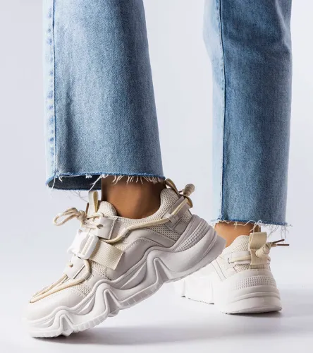 Beżowe efektowne sneakersy Desforges 38 na Arena.pl