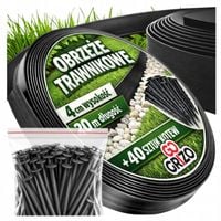 OBRZEŻE OGRODOWE PLASTIKOWE TRAWNIKOWE CZARNE ESTETYCZNE 4cm 20m + KOTWY