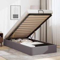 Rama łóżka otomana bez materaca, szara, 100x200 cm, ekoskóra