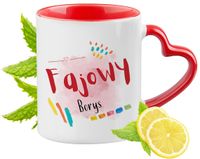Dla Borysa Kubek Czerwony Z Uszkiem W Kształcie Serca Na Prezent
