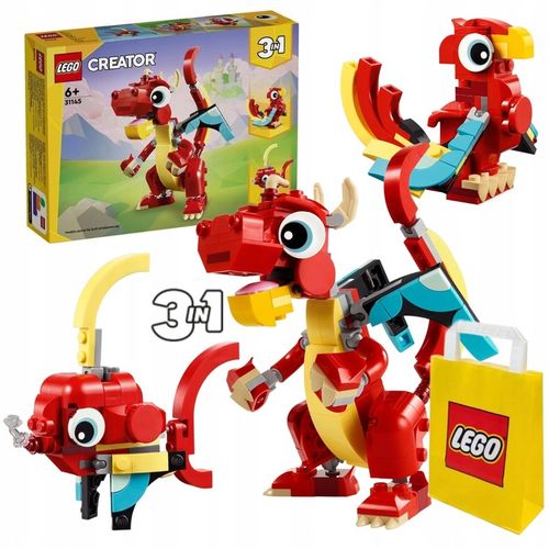 LEGO Creator 3in1 31145 Ruchome Figurki Czerwony smok Feniks Ryba 3w1 na Arena.pl