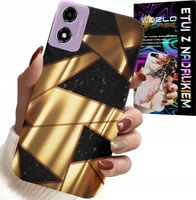ETUI DO MOTOROLA MOTO E14 - ZŁOTE ELEGANCKIE WZORY + FOLIA HYDRO