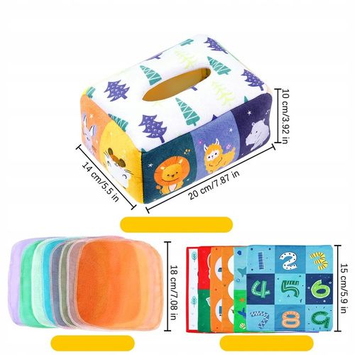 SORTER PUDEŁKO Z CHUSTECZKAMI ZWIERZĄTKA PLUSZOWE MONTESSORI SENSORYCZNE na Arena.pl