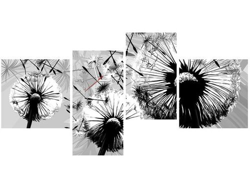 45CM 120CM ZEGAR 4 ELEM BIAŁE DMUCHAWCE SZARYM TLE ŚCIENNY na Arena.pl