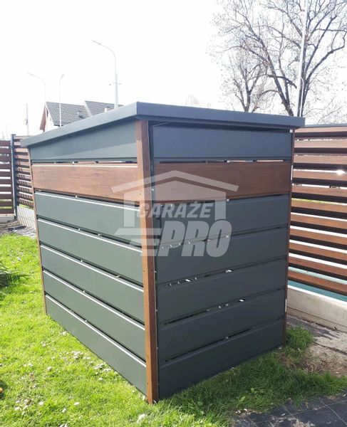 Wiata śmietnikowa spad tył 1,3x2m zielona + drewno Schowek GP291 zdjęcie 6