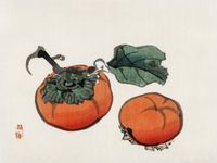 Plakat 20x15cm Persimmons, Kōno Bairei Japoński Vintage do Salonu