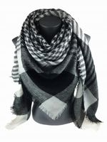 Jordan Collection - miękka i ciepła chusta krata 57 czarny biały 140x140cm
