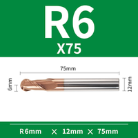 Frez kulowy, kula 2-ostrzowy VHM powłoka TiSiN Rozmiar: Ø12xR6x12Dx75L