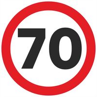 Naklejka OGRANICZENIE PRĘDKOŚCI 70 km/h śr. 18 cm