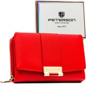 poziomy portfel damski wykonany ze skóry ekologicznej w czerwonym