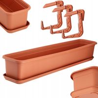 KADAX Doniczka Skrzynka Balkonowa 80cm + 3 Uchwyty