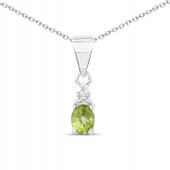 NATURALNY PERYDOT I DIAMENT SREBRNY WISIOREK