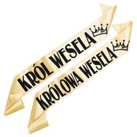 Zestaw złotych szarf Król i Królowa Wesela