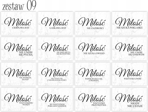 HYMN O MIŁOŚCI tabliczki 16 szt 20x30cm weselne na Arena.pl