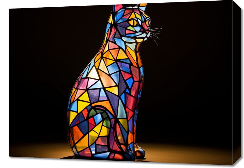 Obraz 70x50cm Koci Witraż zdjęcie 1