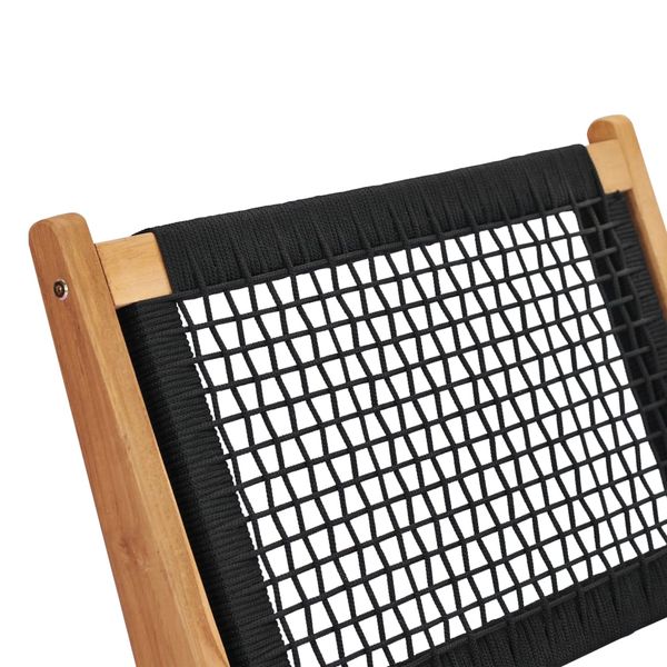 Krzesło z podnóżkiem, lite drewno tekowe i sznurek zdjęcie 8