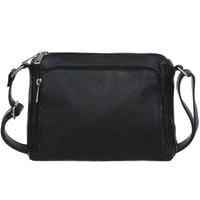 VERA PELLE torebka skórzana listonoszka z paskiem na ramię V535 czarna