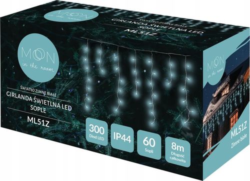 LAMPKI CHOINKOWE ŚWIĄTECZNE SOPLE Z EFEKTEM FLASH ZEWNĘTRZNE 8M 300 LED na Arena.pl