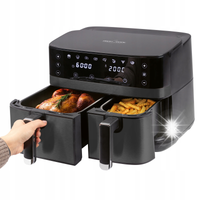 Frytkownica Beztłuszczowa Podwójna AIR FRYER Dwukomorowa 9L 2700W Pojemna