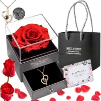 PRAWDZIWA WIECZNA RÓŻA W SZKATUŁCE Z NASZYJNIKIEM HOLO PREZENT