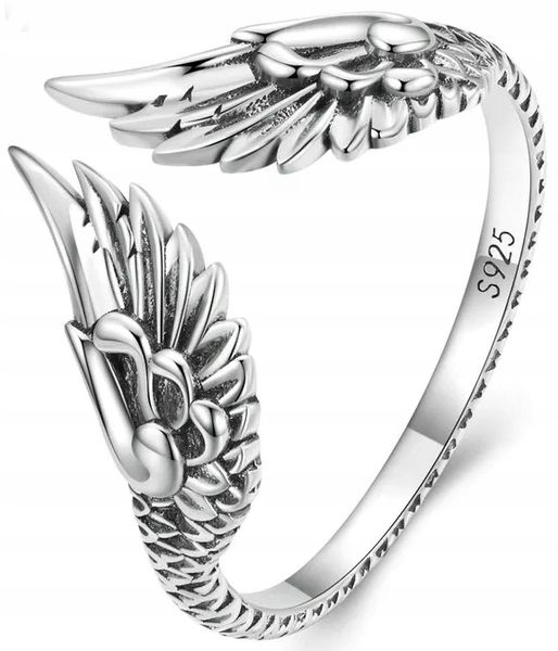 PIERŚCIONEK SREBRNY REGULOWANY SKRZYDŁA srebro próba 925 RODOWANY DAMSKI zdjęcie 1