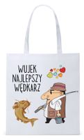 Dla Wędkarza Rybaka Torba Eco Biała Shopper Z Nadrukiem Ze Zdjęciem