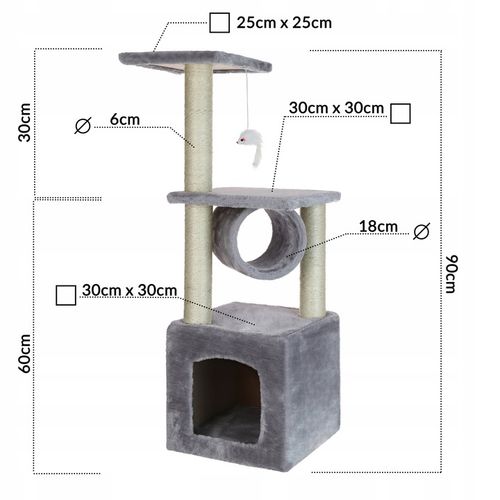 DRAPAK DLA KOTA KOTÓW DOMEK LEGOWISKO SŁUPEK 92CM na Arena.pl
