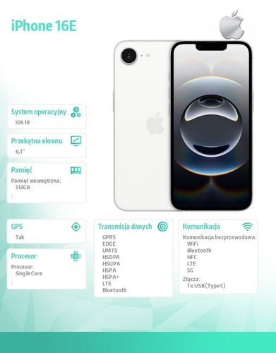 Smartfon Apple iPhone 16e 512GB Biały na Arena.pl