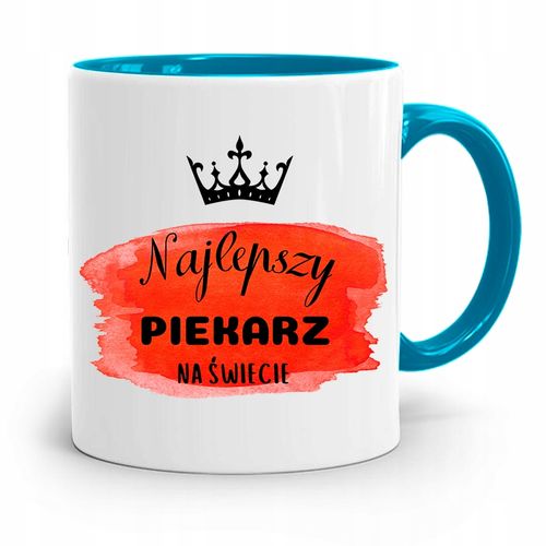 Kubek Błękitny Prezent Dla Najlepszego Piekarza Z Nadrukiem Ze Zdjęciem na Arena.pl