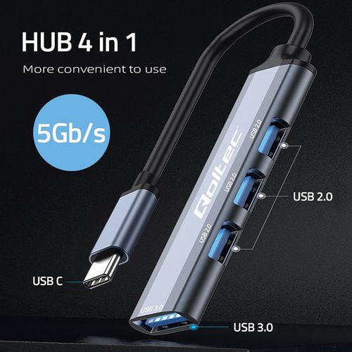 Qoltec Hub Adapter USB-C 3.1 4w1 | USB 3.0 | 3x USB 2.0 na Arena.pl